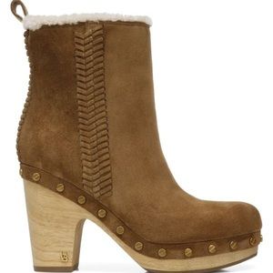 VERONICA BEARD Dacian Suede Shearling-Lined Booties